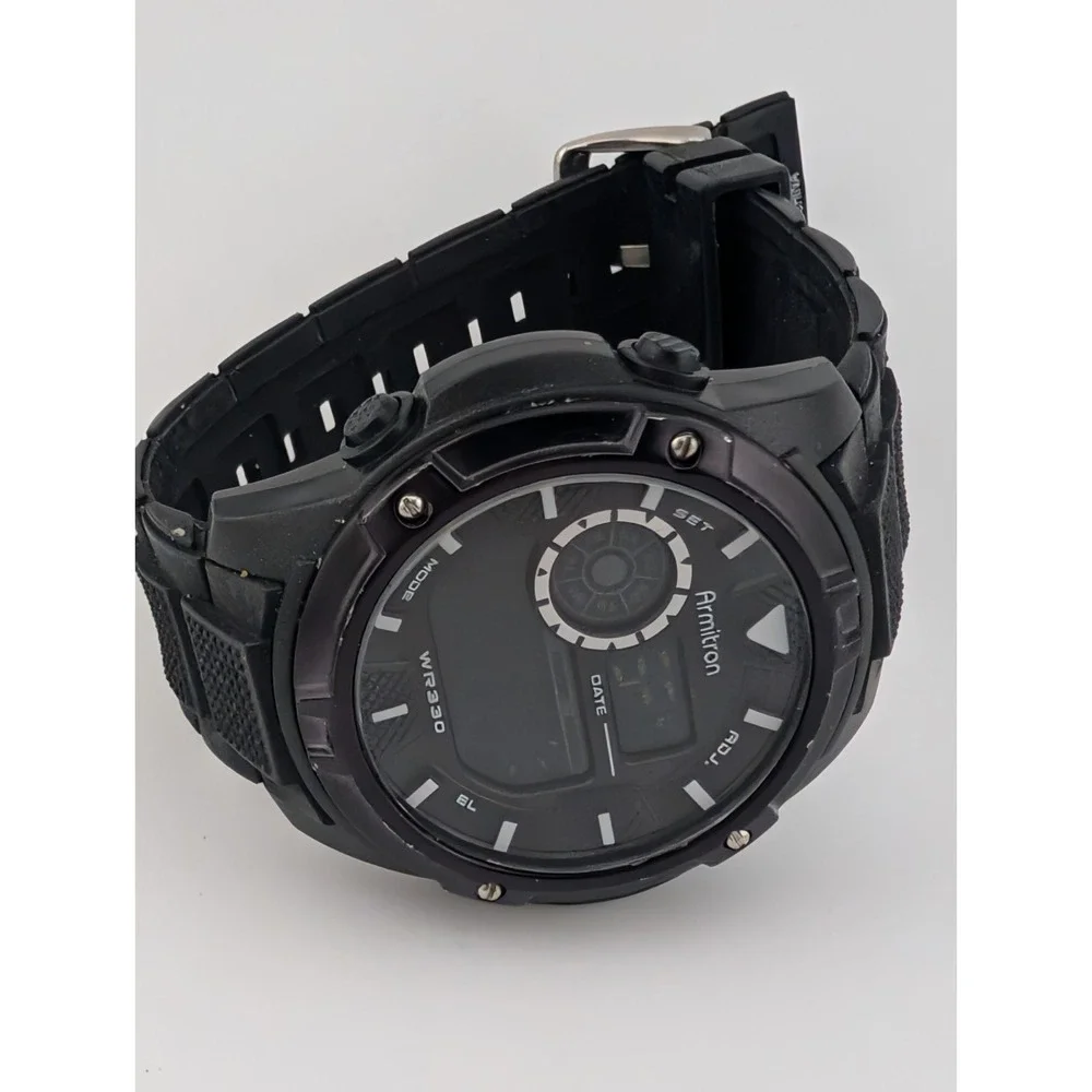 Armitron Pro Sport Ditial Watch Men 49mm Case Black 40/8257- New Battery‎